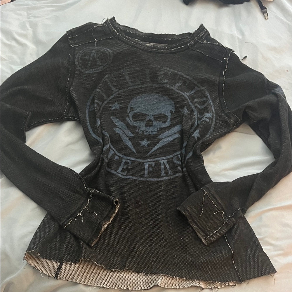 Affliction Gray Long Sleeve Graphic Tee